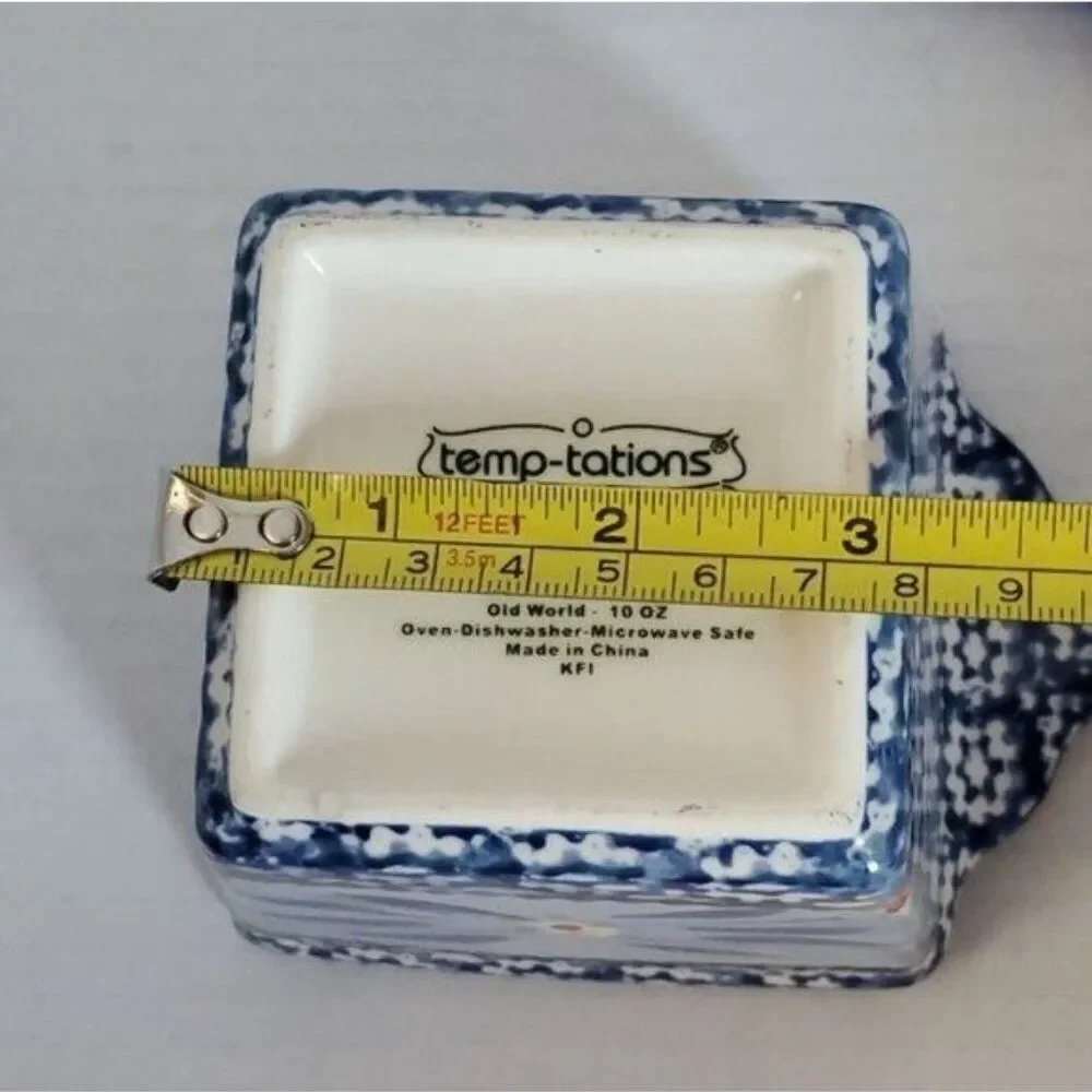 Temp-tations Ramekins Old World Ovenware Bakeware Cookware 10 oz Blue Lids